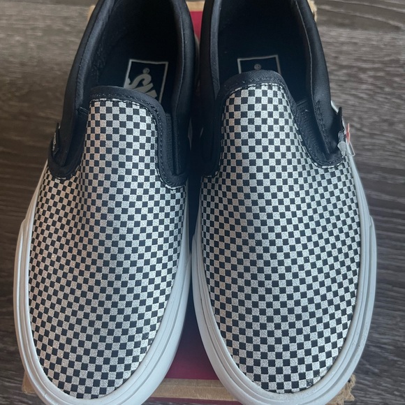 Vans Shoes - Vans Slip-On Platform Checkerboard Sneakers - Black & White